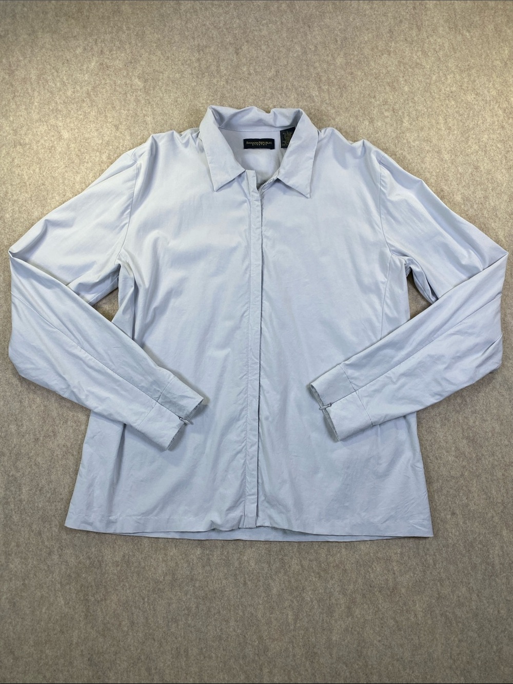 Banana Republic Stretch Light Blue Full Zip Button Down Shirt Jacket